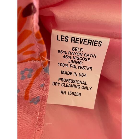 Les Reveries One Sleeve Pink Satin Floral Print Mini Dress size 0 - Picture 9 of 15